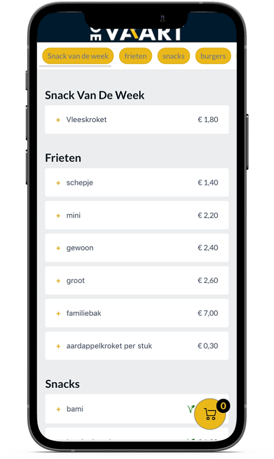 afbeelding van de bestel interface